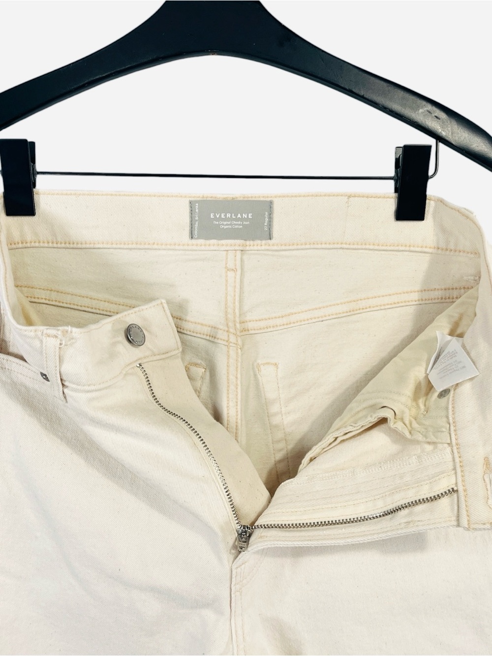 Everlane Original Cheeky High Rise Straight Jean in Ecru size 27 Regular - Picture 4 of 7